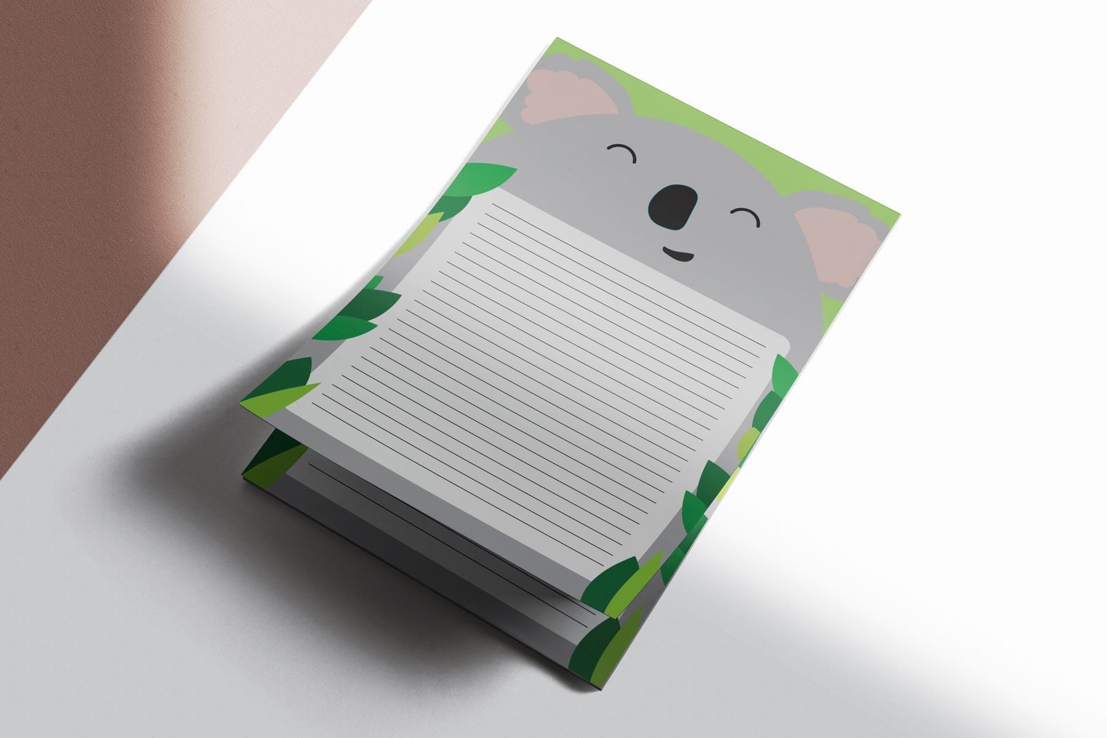 Lined notepad with a koala design