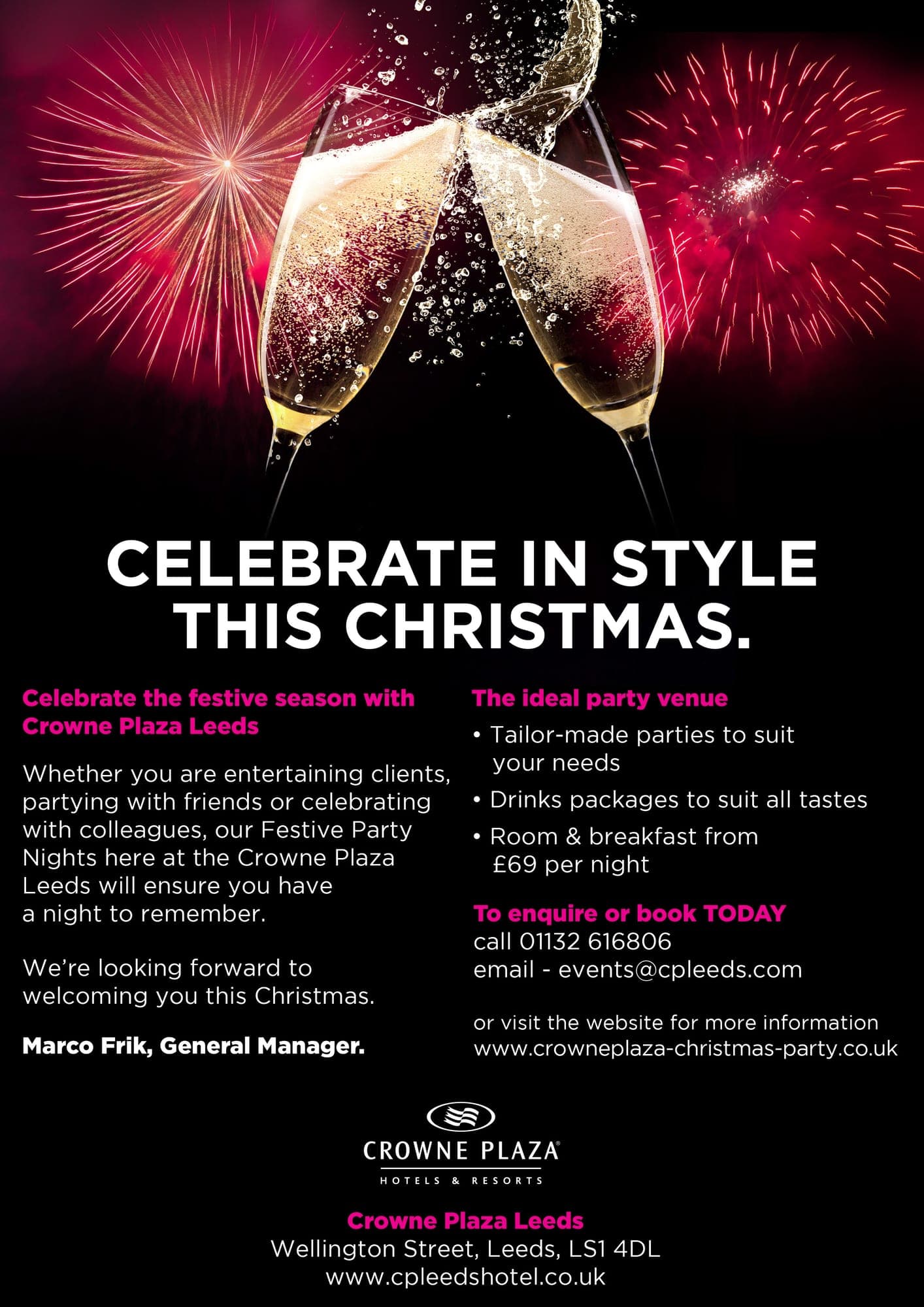 Crowne Plaza Leeds Christmas A4 poster