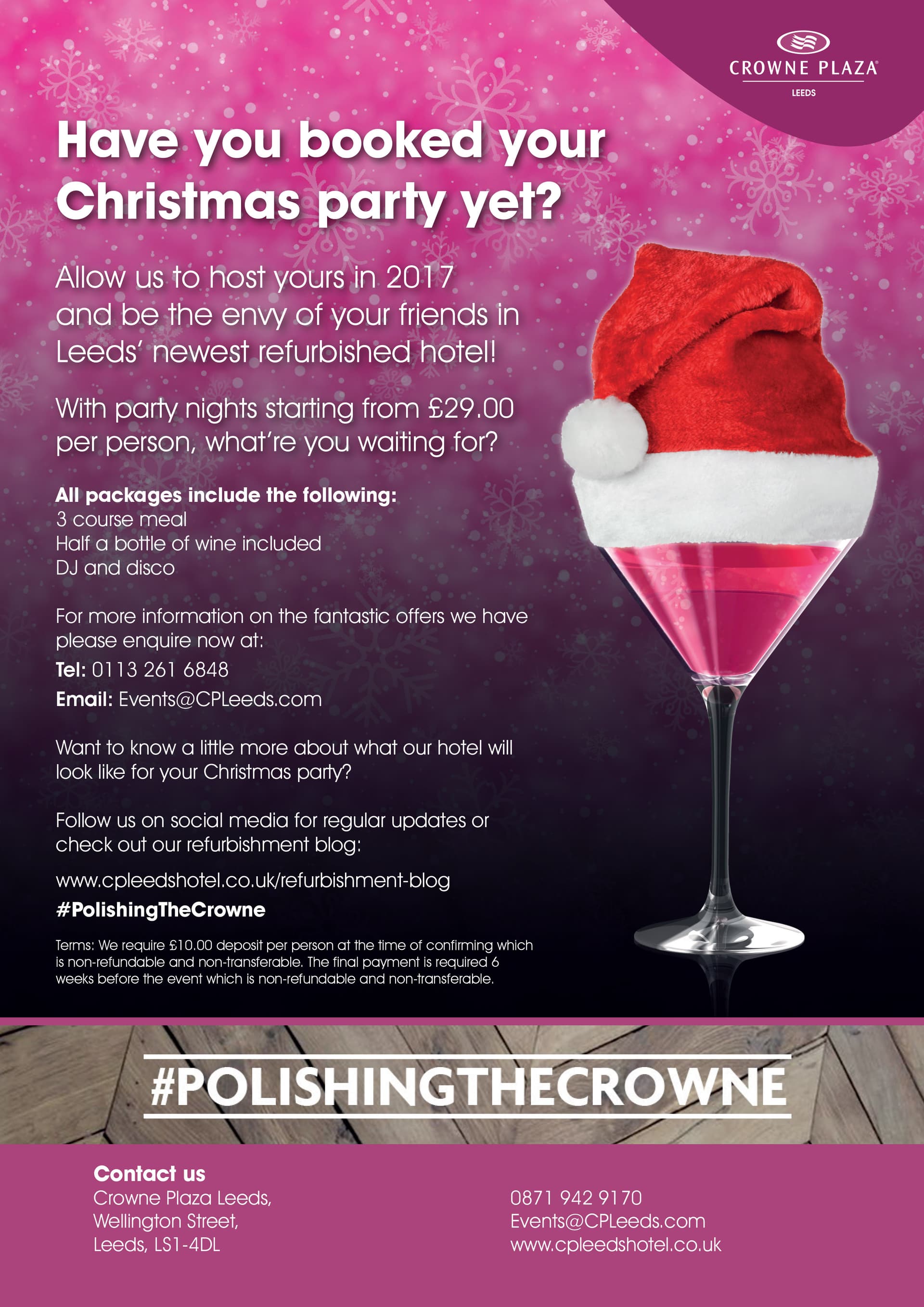 Crowne Plaza Leeds promotional flyer