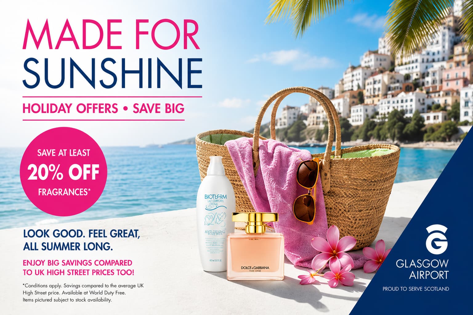 Glasgow Airport summer campaign screen content