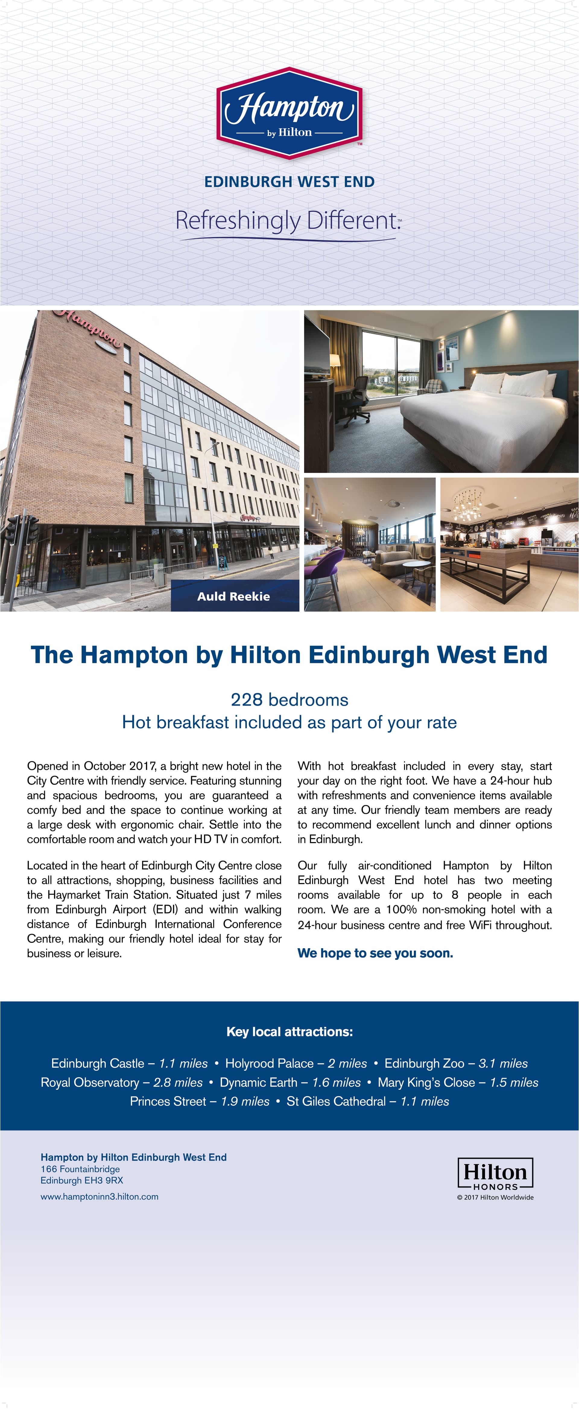 Hampton by Hilton Edinburgh West End pop-up banner