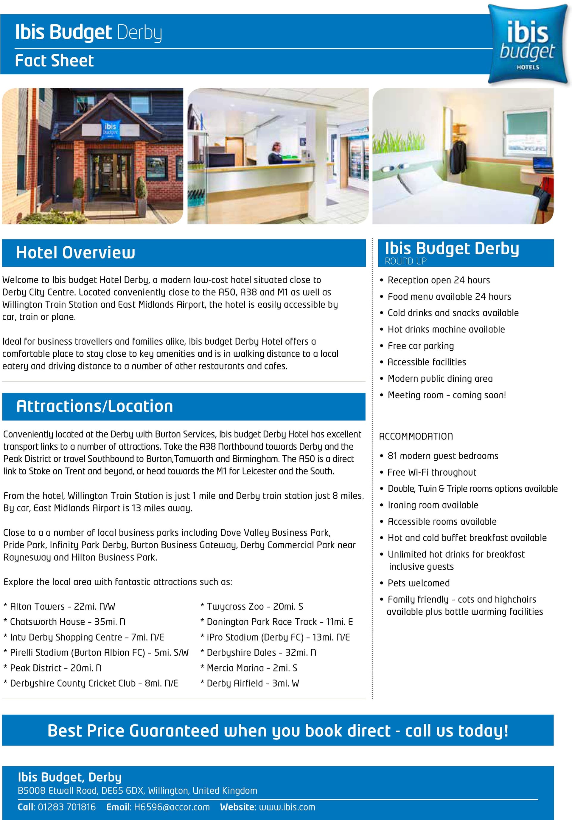 Ibis Budget Derby hotel factsheet