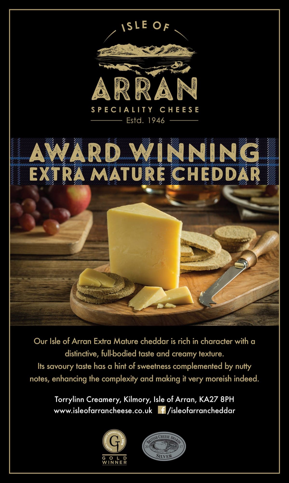 Isle of Arran Cheddar display board