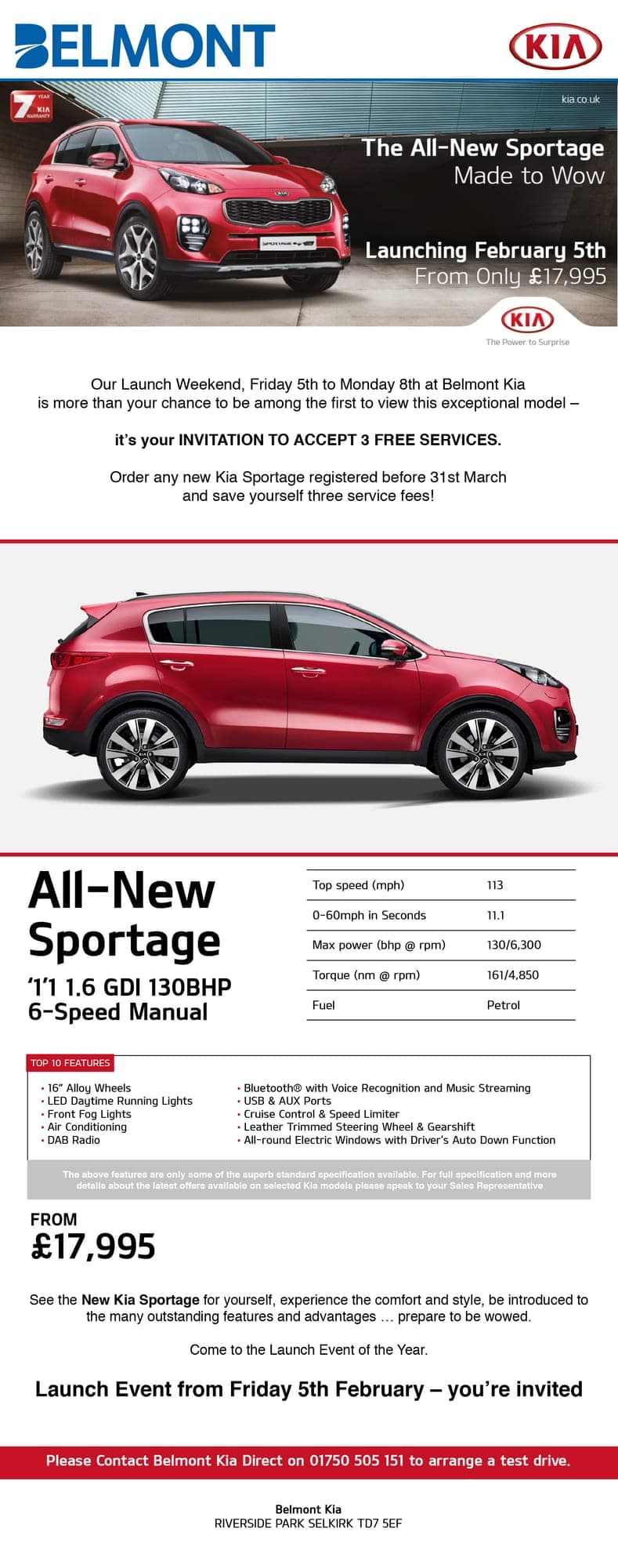 Kia Sportage email newsletter Selkirk