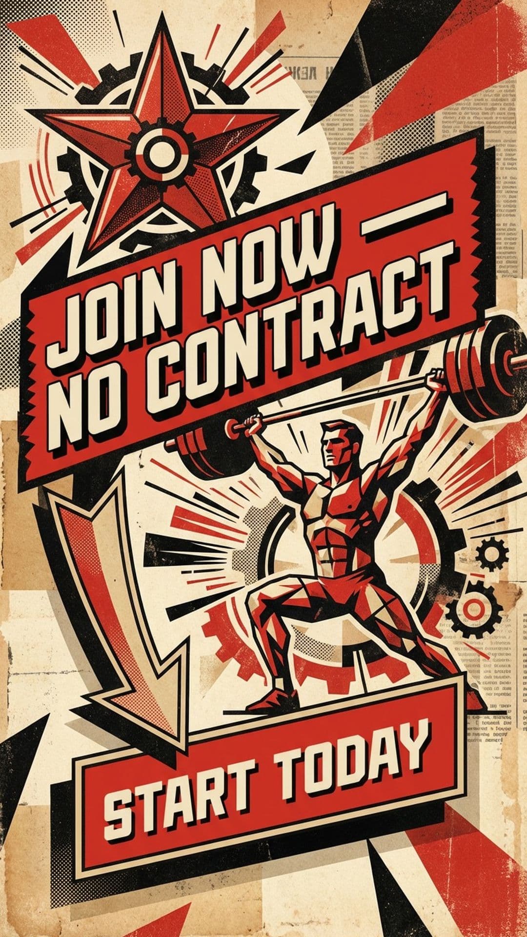 Generated gym promotion in a constructivist art direction