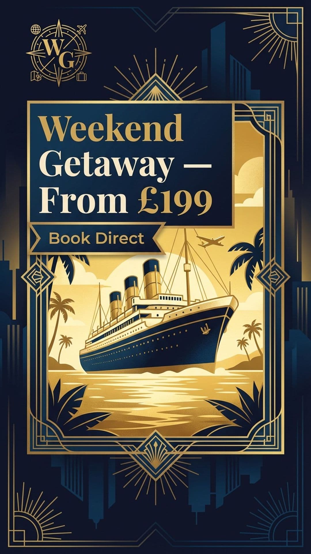 Generated hotel brand screen in an art deco style