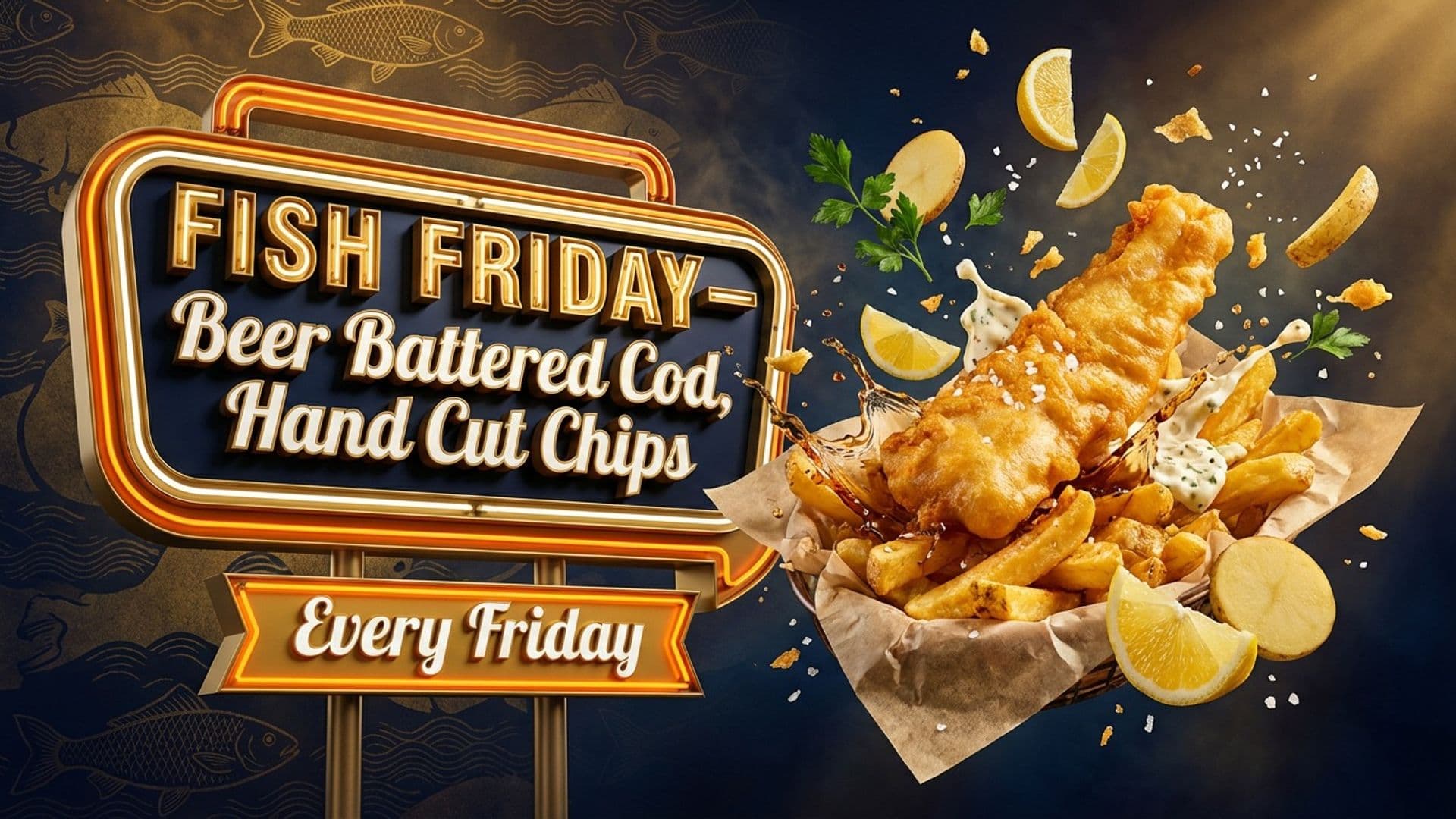 Generated Fish Friday promotional screen