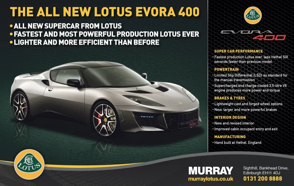 Lotus Evora 400 half page press advertisement