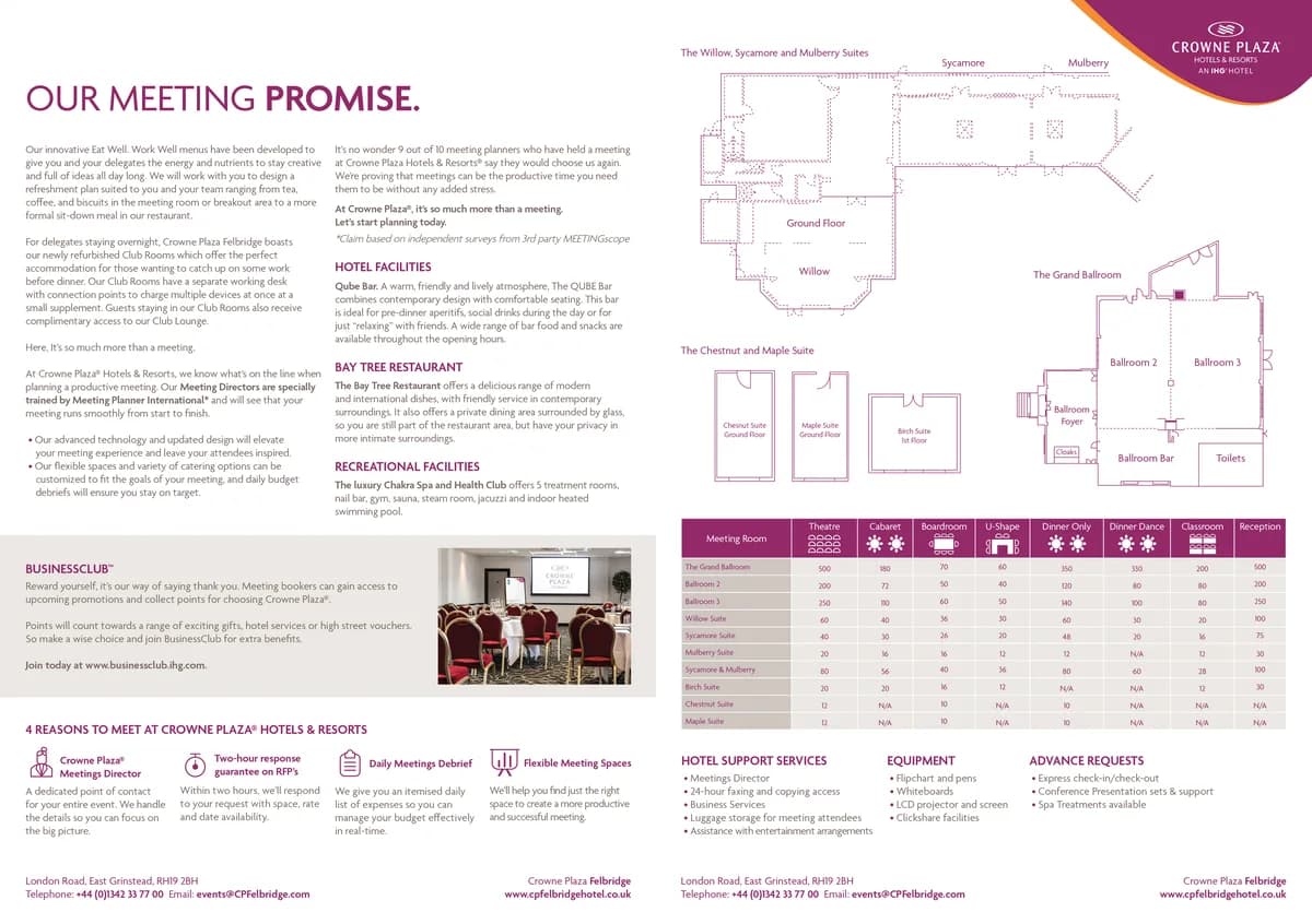 Crowne Plaza Felbridge hotel factsheet
