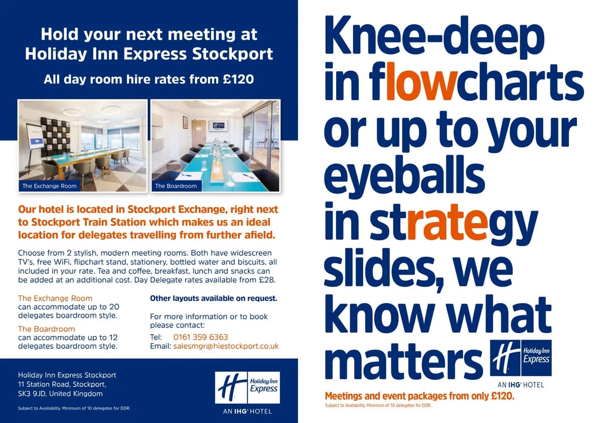 Holiday Inn Express Stockport promotional flyer