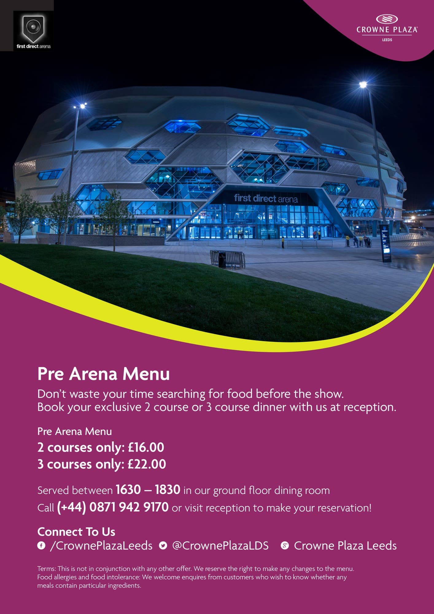 Crowne Plaza pre-arena event poster