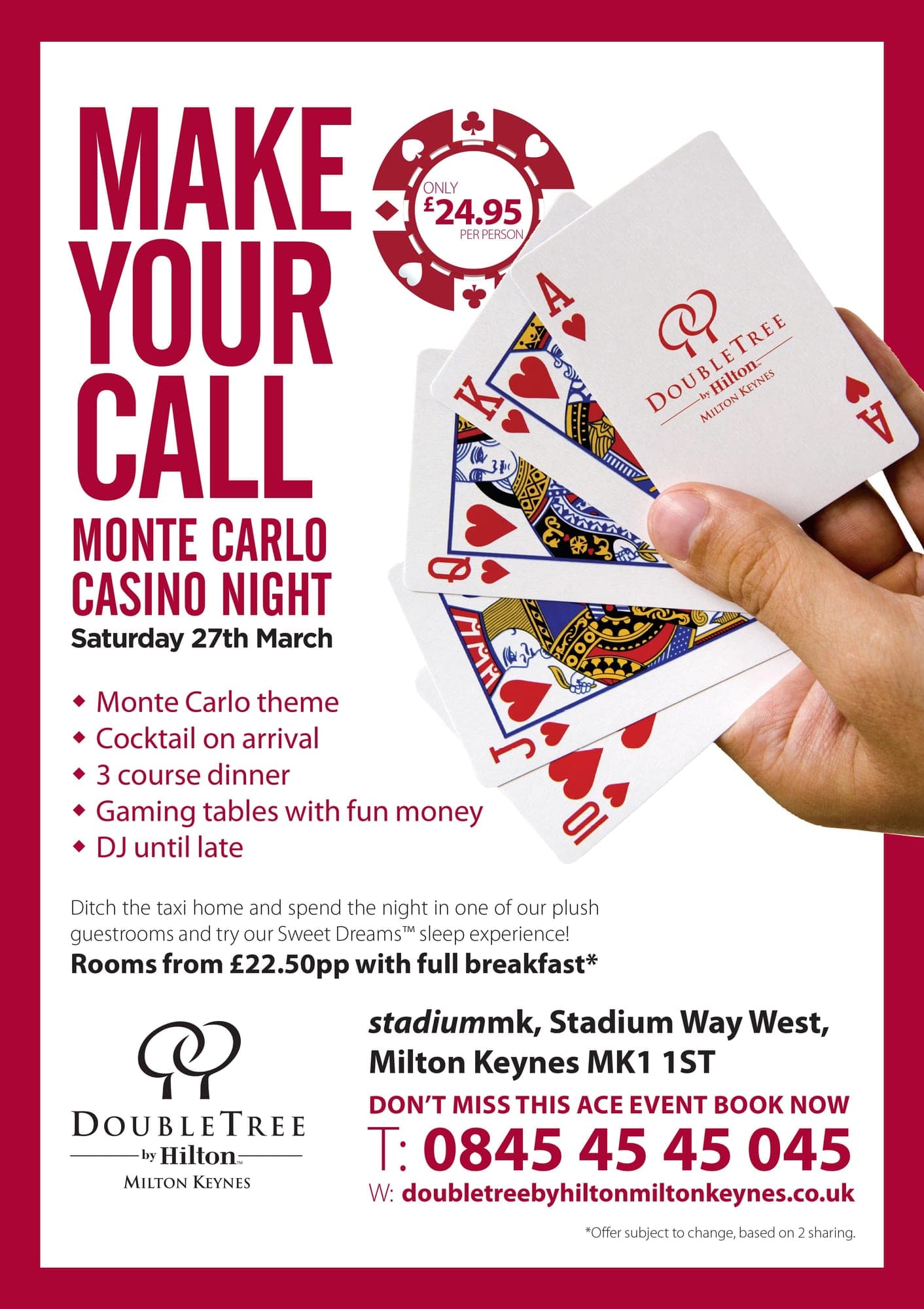 DoubleTree Hilton MK casino night A3 poster