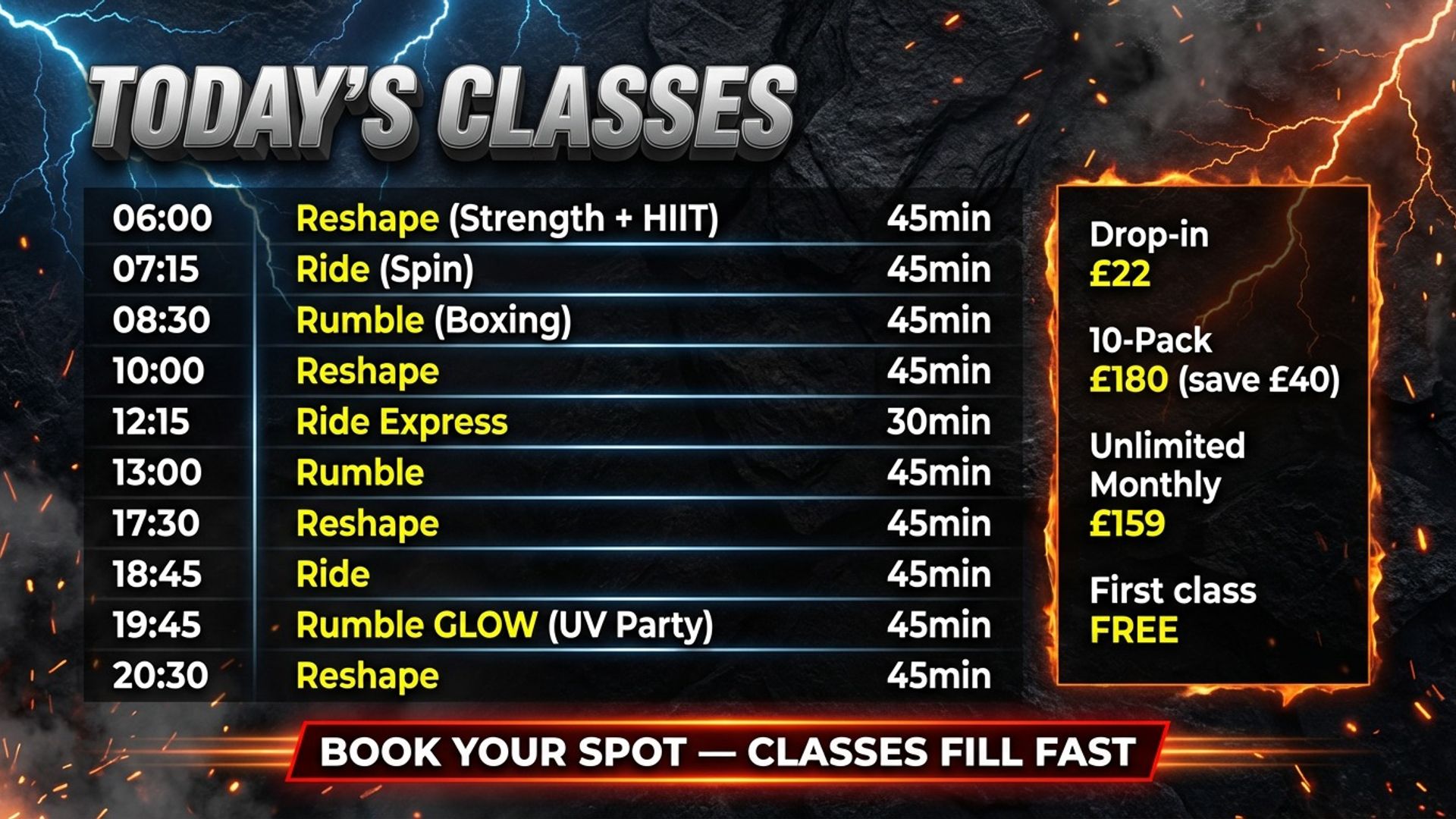 Class timetable screens example design by SimplScreens