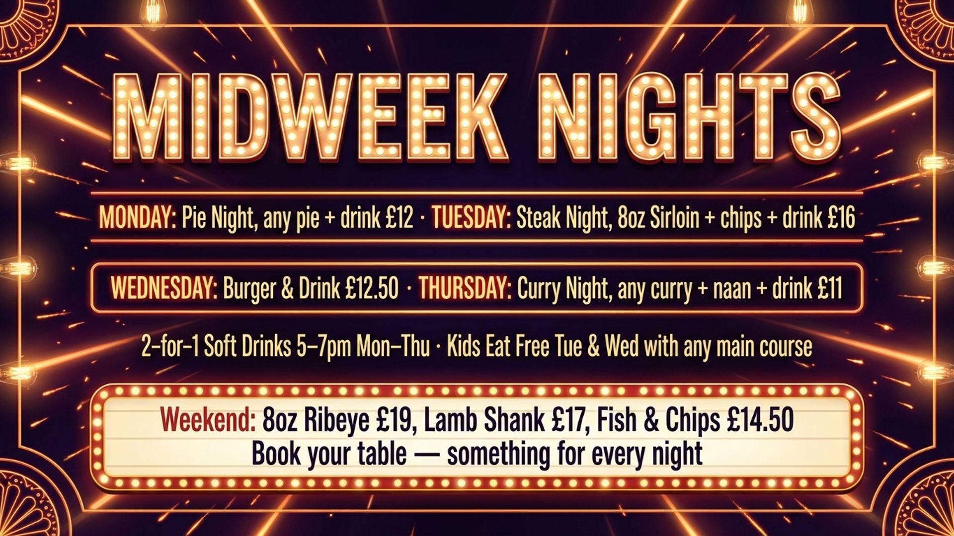 Pub food menus